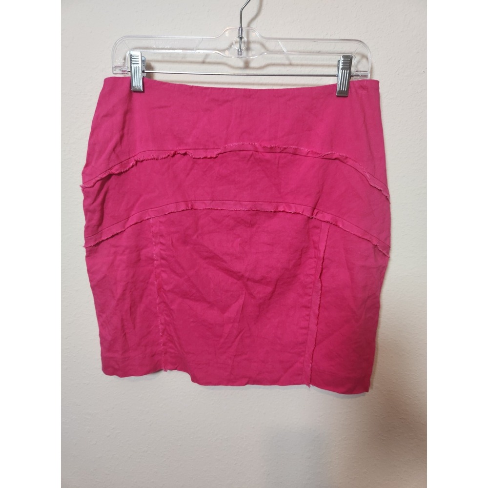 Nicole Miller Hot‎ Pink Linen Blend Skirt Lined Barbie Coastal Preppy Beach 12